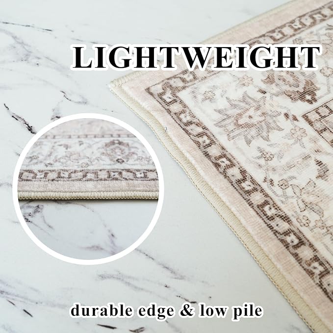 Washable 5x5 Square Area Rugs: Indoor Non-Slip Entryway Kitchen Rugs Oriental - Image 7