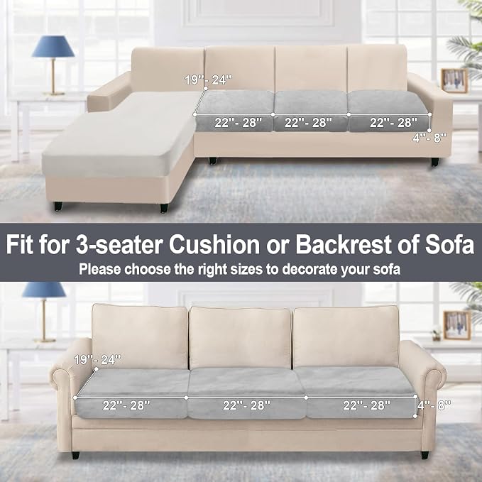 NAISI Couch Cushion Covers 3 Pieces Velvet Stretch Sofa Seat Covers or Backrest - Image 6