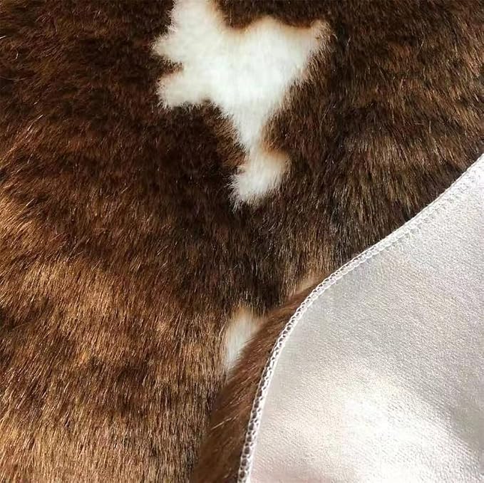 Huichenxing2021FURSTORE Faux Fur Deer Print Area Rug, Animal Hide Skin Cowhide - Image 5