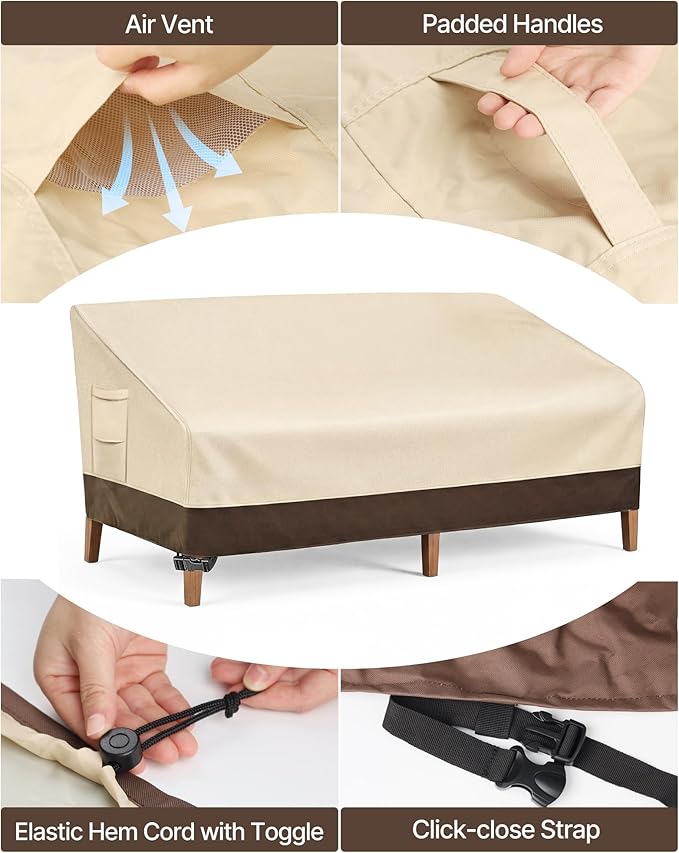 Vailge Heavy Duty Patio Sofa Cover, 100% Waterproof 3-Seater Outdoor Sofa Cover - Image 4