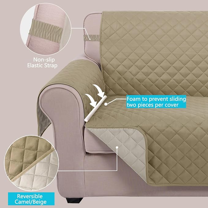 U-NICE HOME Reversible Oversized Chair Covers Quilted Water Repellent Pet - Image 3