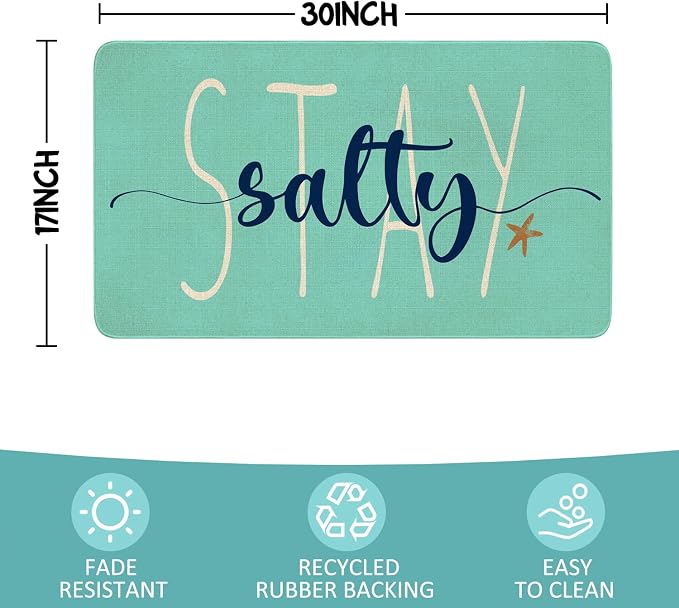 Summer Door Mat, Stay Salty Beach Ocean Indoor Outdoor Non-Slip Doormat - Image 3