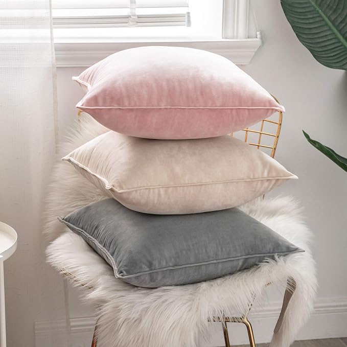 MIULEE Cream White Velvet Throw Pillow Covers 22x22 Soft Decorative Solid - Image 8