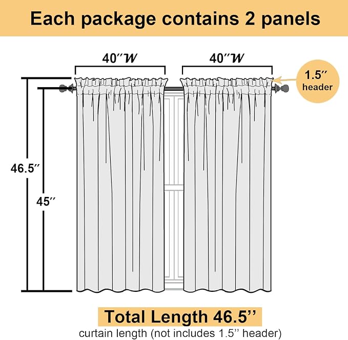 Lecloud Leia Dusty Blue Sheer Curtains 45 Inch Length 2 Panels, Balance Light & - Image 4
