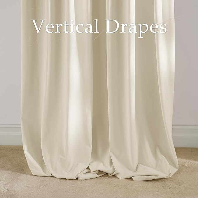NICETOWN Ivory White Velvet Curtains 108" Length - Image 5