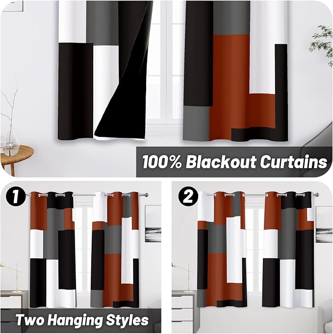 Tyrot Burnt Orange 100% Blackout Curtains - Image 2
