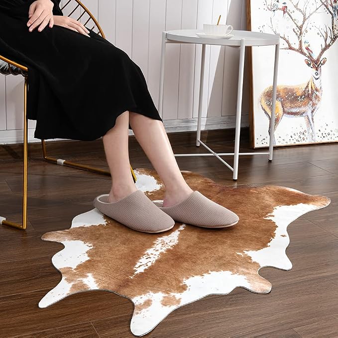 BENRON Small Cowhide Rug, Faux Cow Hide Rugs - Image 3