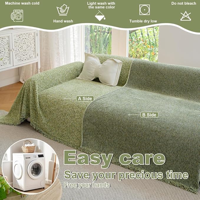 ROOMLIFE Green Sofa Cover, Extra Large Boho Couch Cover Sofa Covers - Image 4