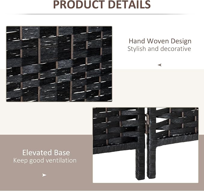 HOMCOM Room Divider, 6 Panel Folding Privacy Screen, 6FT Tall Portable Wicker - Image 5