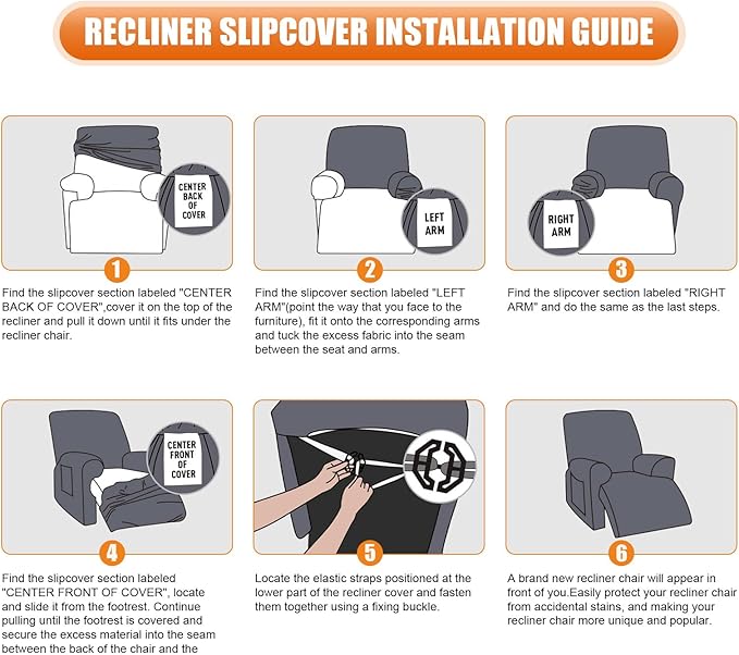 VANSOFY Oversized Recliner Chair Cover, 4Pieces Stretch Recliner Covers - Image 4