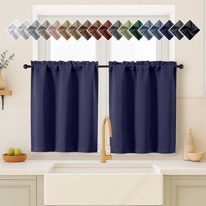 OVZME Navy Blue Blackout Curtains by OVZME