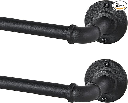 2 Pack Industrial Curtain Rods for Windows 28 to 48 Inches, for Indoor and by JoyUltra