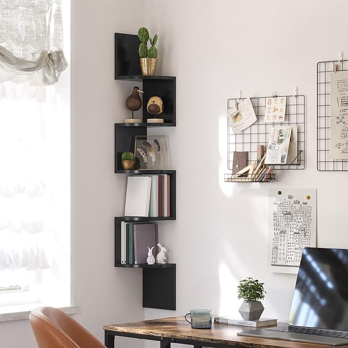 VASAGLE Corner Shelf Wall Mount, 5-Tier Floating Corner Bookshelf, Plant Shelf - Image 4