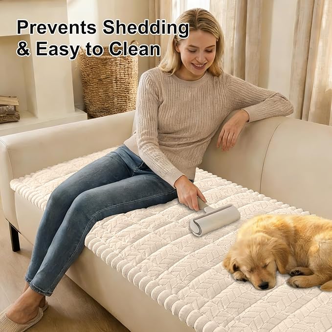 Smiry Non Slip Couch Covers for Dogs, Fuzzy Pet Couch Covers for 3 Cushion Sofa - Image 3