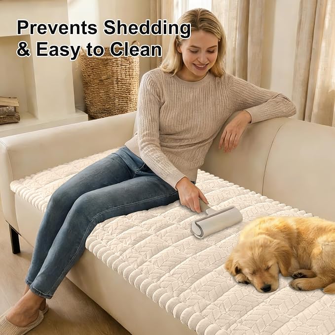 Smiry Non Slip Couch Covers for Dogs, Fuzzy Pet Couch Covers for 2-3 Cushion - Image 3