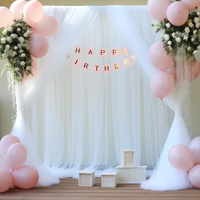 White Backdrop Curtain for Parties 10 ft x 10 ft Sheer Tulle Backdrop Drapes - Image 5