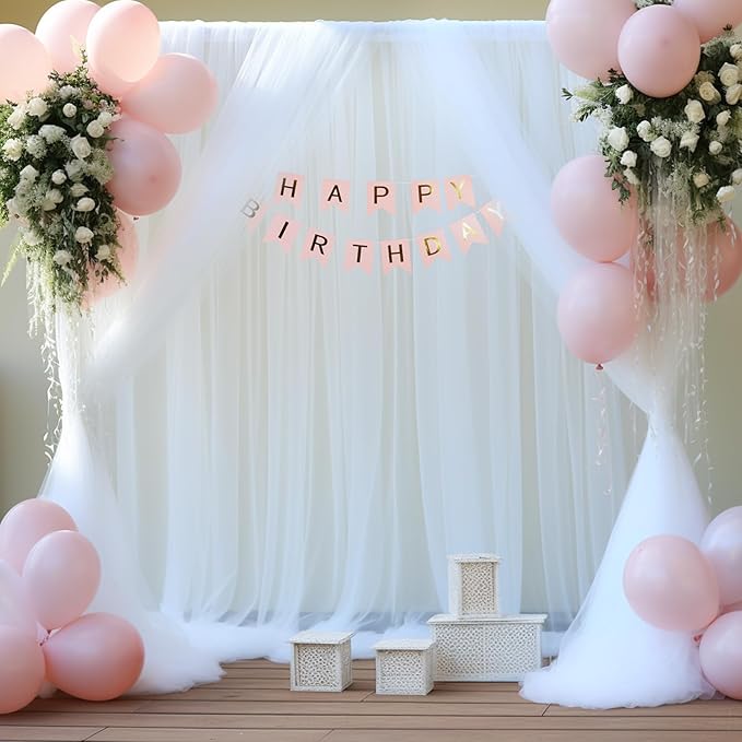 10ft x 12ft White Tulle Backdrop Curtain - Image 3