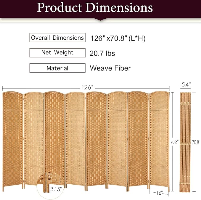 Rose Home Fashion 6 ft Tall Room Divider, Room Dividers and Folding Privacy - Image 3