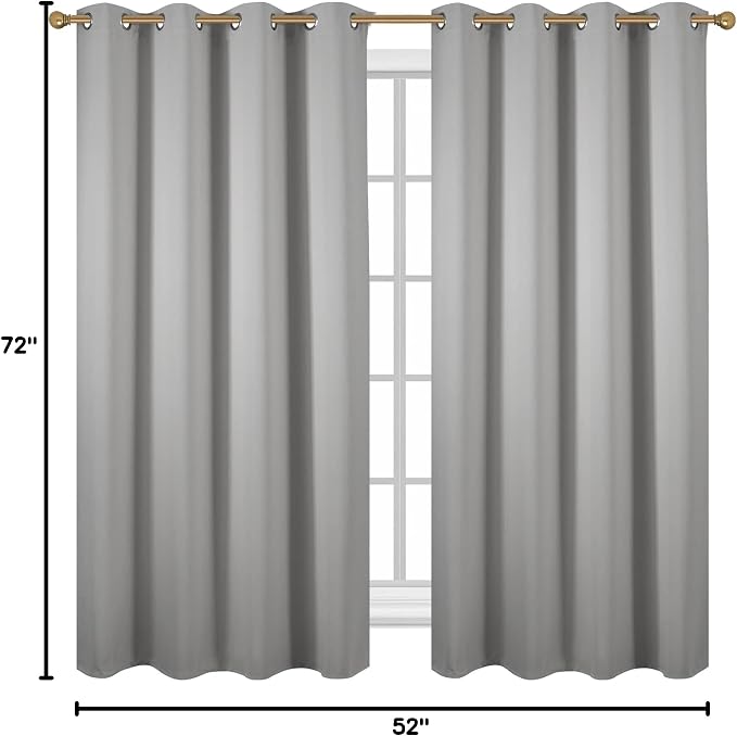 Diraysid Light Grey Grommet Blackout Curtains - Image 9