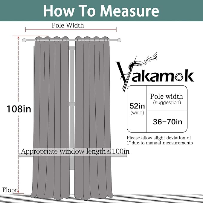 Yakamok Blackout Curtains Room Darkening Thermal Insulated - Image 6