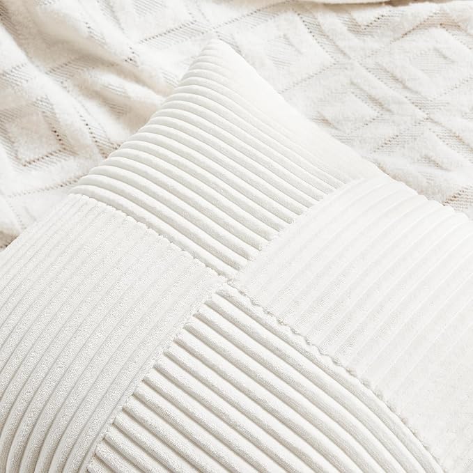 Fancy Homi 2 Packs Cream White Big Decorative Throw Pillow Covers 24x24 Inch - Image 3