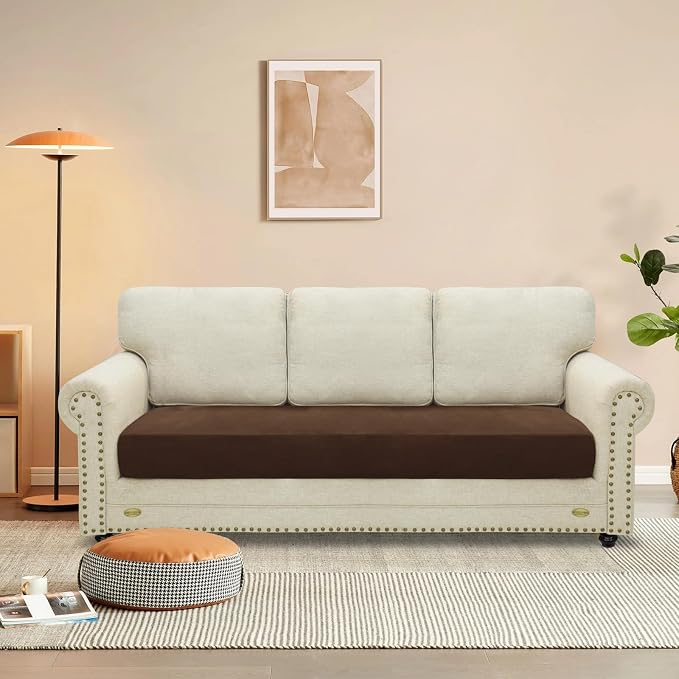 MAXIJIN Velvet Stretch Couch Cushion Covers Soft Sofa Cushion Cover Replacement - Image 2
