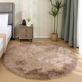 Latepis Large Round Rugs 6ft Light Brown Beige Circle Faux Sheepskin Rug Fluffy by Latepis