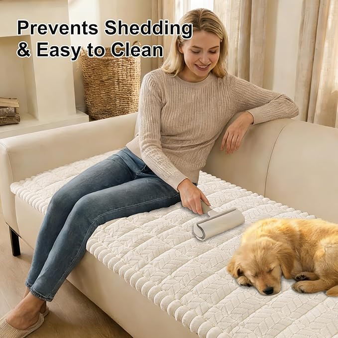 Smiry Non Slip Couch Covers for Dogs, Fuzzy Pet Couch Covers for 3 Cushion Sofa - Image 3