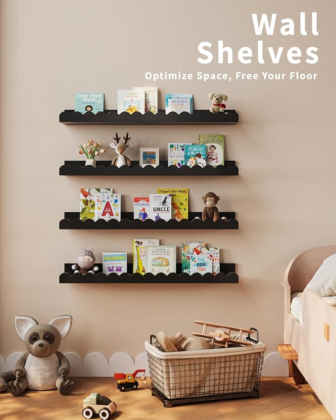 Shario Nursery Book Shelves, Scalloped Shelves, Wall Book Shelves - Image 6