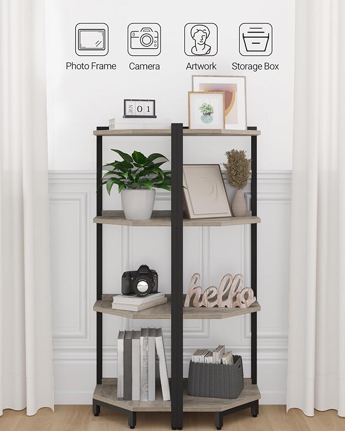 Hzuaneri Corner Shelf Stand, Corner Bookshelf, Storage Standing Shelf Unit - Image 4
