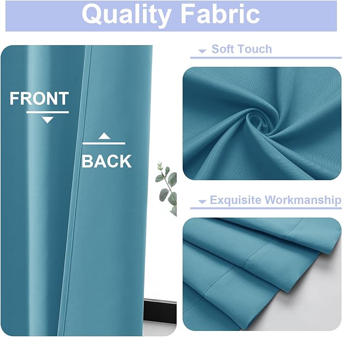 Simplebrand Ava Turquoise Short 36 Inches Blackout Curtain 2 Panels Set - Image 3