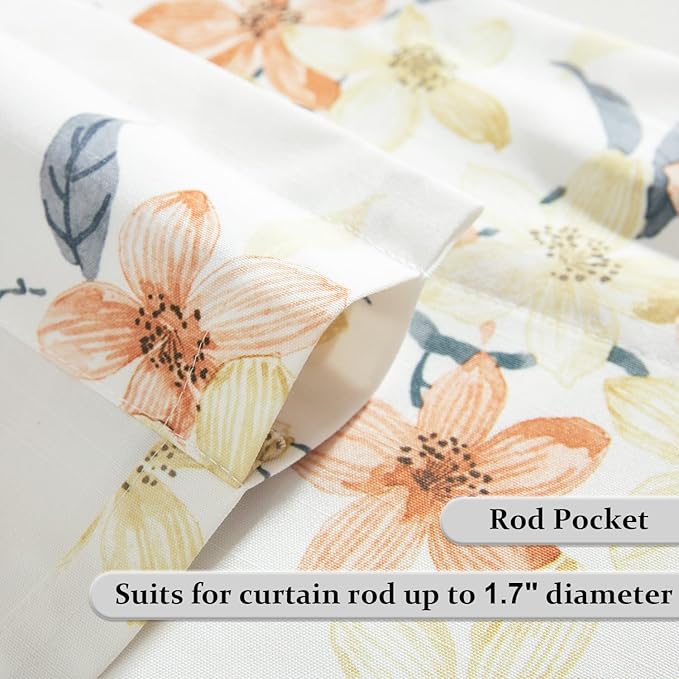 Leeva Farmhouse Lovely Flower Pattern Kitchen Valances, Light Filtering Rod - Image 4