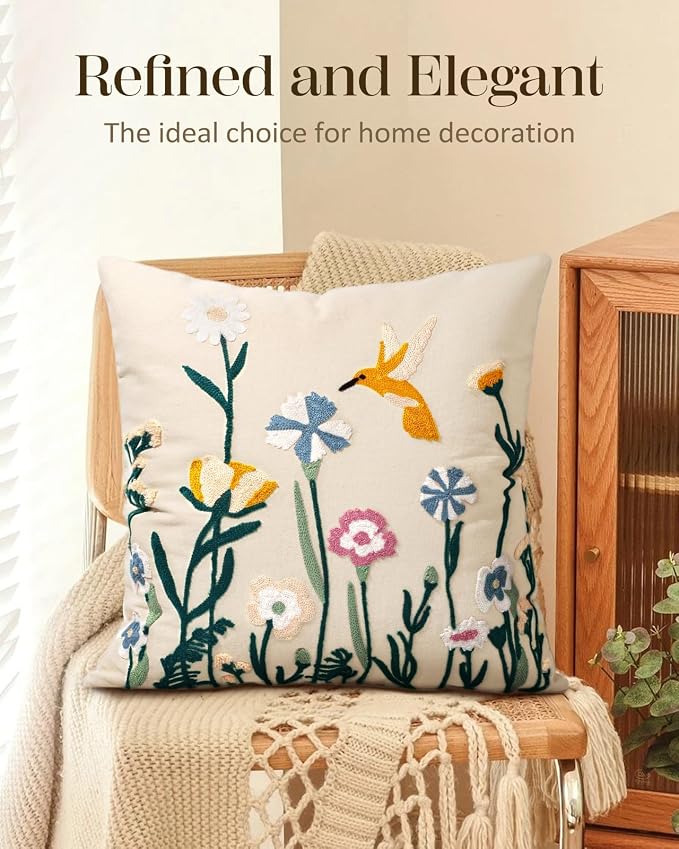 Embroidered Throw Pillow Cover 18x18 Inch - Image 5