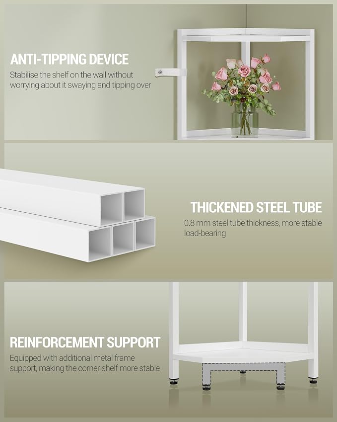 Hzuaneri Corner Shelf Stand, Corner Bookshelf, Storage Standing Shelf Unit - Image 3