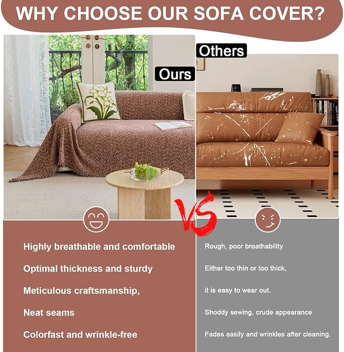 ROOMLIFE Pink Couch Covers for 3 Cushion Couch Sofa, Chenille Sofa Couch - Image 4