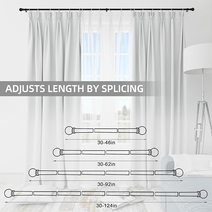 Thestoa 2 Pack Black Curtain Rods - Image 5