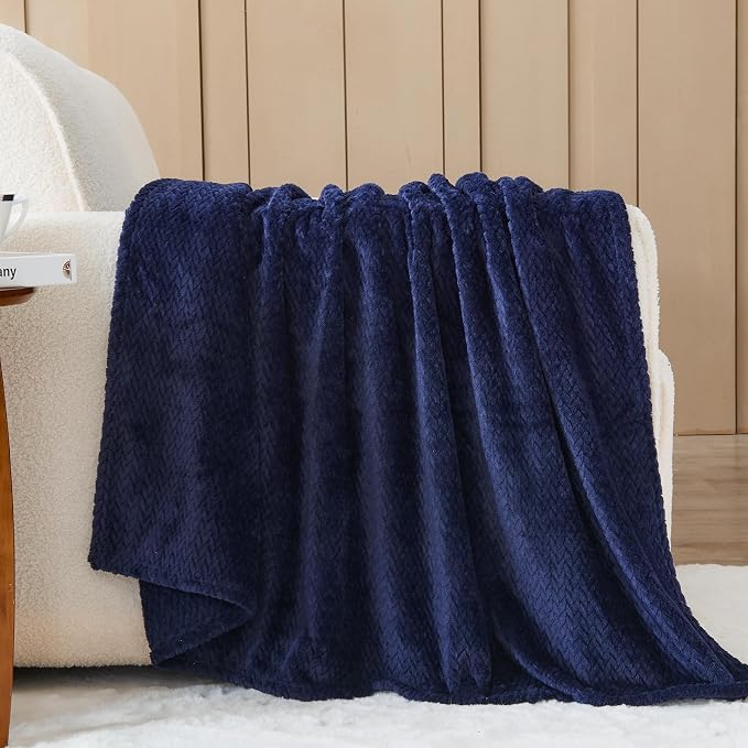 NEWCOSPLAY Super Soft Twin Blanket Dark Navy Premium Silky Flannel Fleece - Image 2