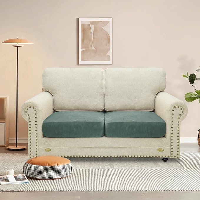 MAXIJIN Velvet Stretch Cushion Covers Couch Cushion Slipcovers Loveseat Sofa - Image 2