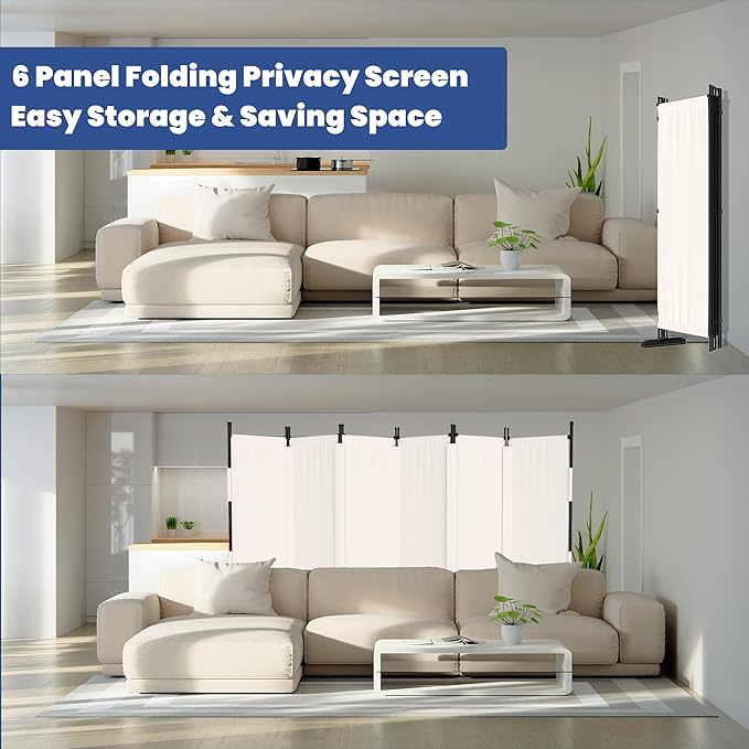 Room Divider, 6 Panel Upgraded Folding Privacy Screen, 132” Highly Secretive - Image 5
