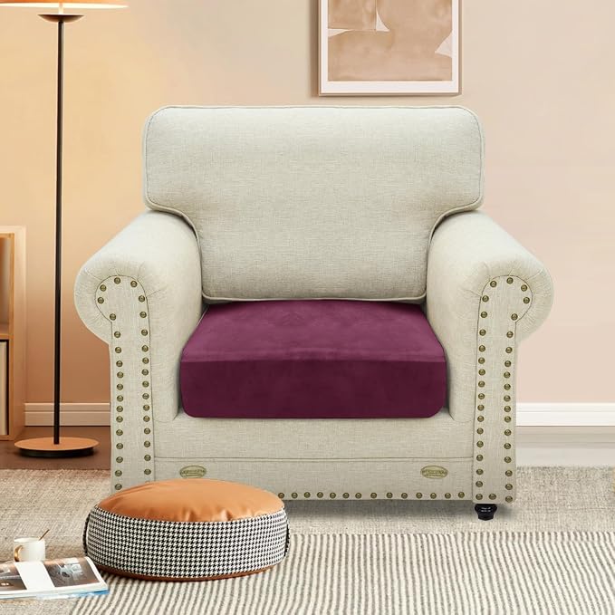 MAXIJIN Velvet Stretch Cushion Cover Fitted Couch Cushion Slipcovers 1 Pack Arm - Image 2