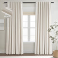 Topfinel Off-white Blackout Cream White Curtains, Sound Proof, Ivory Linen by Topfinel