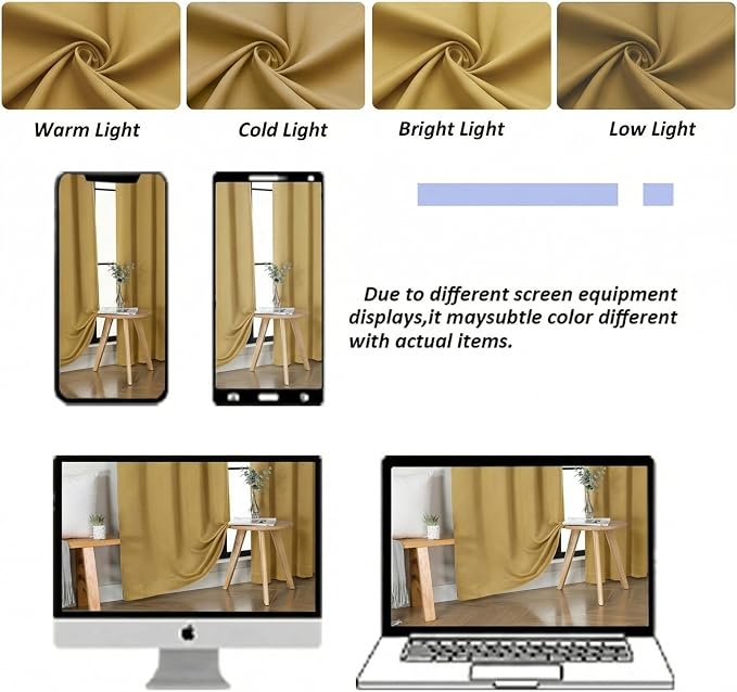 Simplebrand Ava Bright Gold Short Blackout Curtains - Image 8