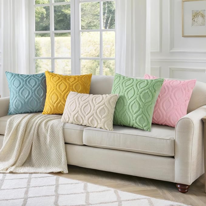 decorUhome Throw Pillow Covers 26x26 Inch Set of 2, Soft Plush Faux Wool Blue - Image 8