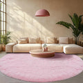 Round Rug 7x7Feet for Living Room: Pink Shag Round Area Rugs for Living by CAIYUECS