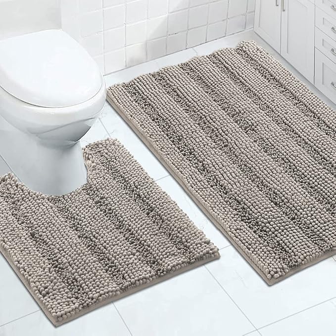 Turquoize Chenille Bathroom Rugs Set Non-Slip Bath Mats by Turquoize