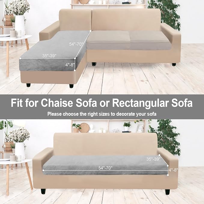 NAISI Sectional Couch Cover 1 Piece Velvet Separate Chaise Lounge Cover Soft - Image 5