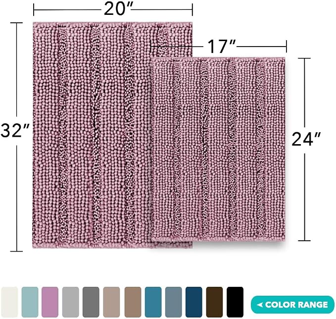 Turquoize Chenille Bathroom Rugs Set - Image 2