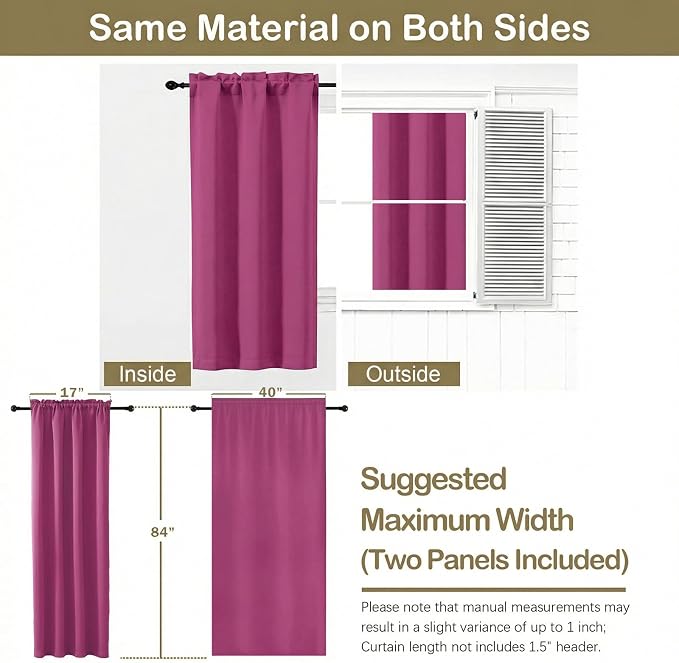 OVZME Hot Pink Blackout Curtains - Image 2