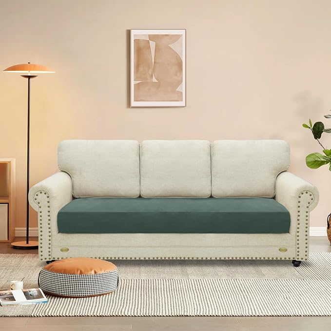 MAXIJIN Velvet Stretch Couch Cushion Covers Soft Sofa Cushion Cover Replacement - Image 2