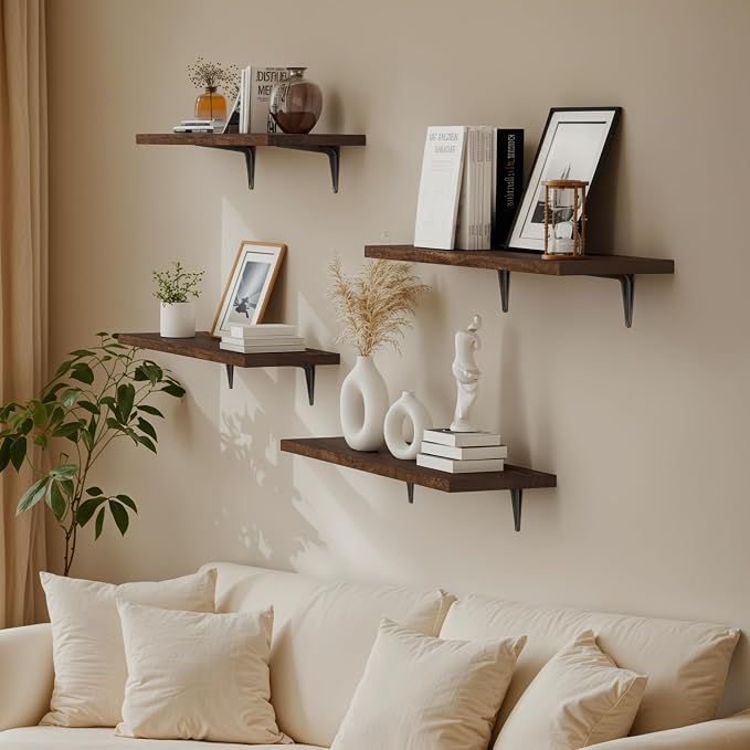 SKYSEN Floating Shelves for Wall Set of 6, 23.6in Wood Wall Shelf for Decor - Image 2